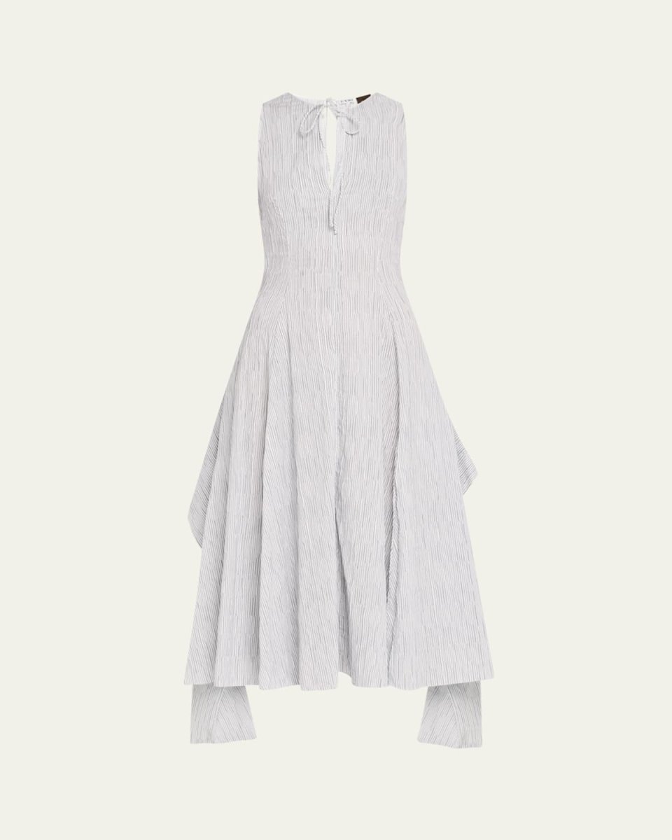 Striped Keyhole Tie-Front Dress